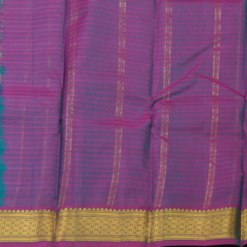 Hayagrivas Handloom kanjivaram silk saree in teal green with purple KBE418E1-46