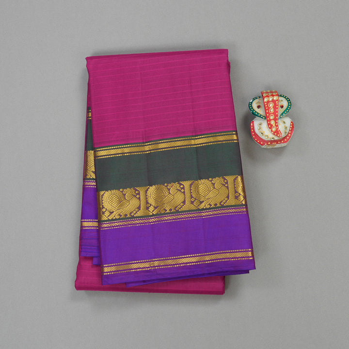 Hayagrivas Handloom Pure Kanjivaram Silk Saree in Chic Pink KBE418E1-9