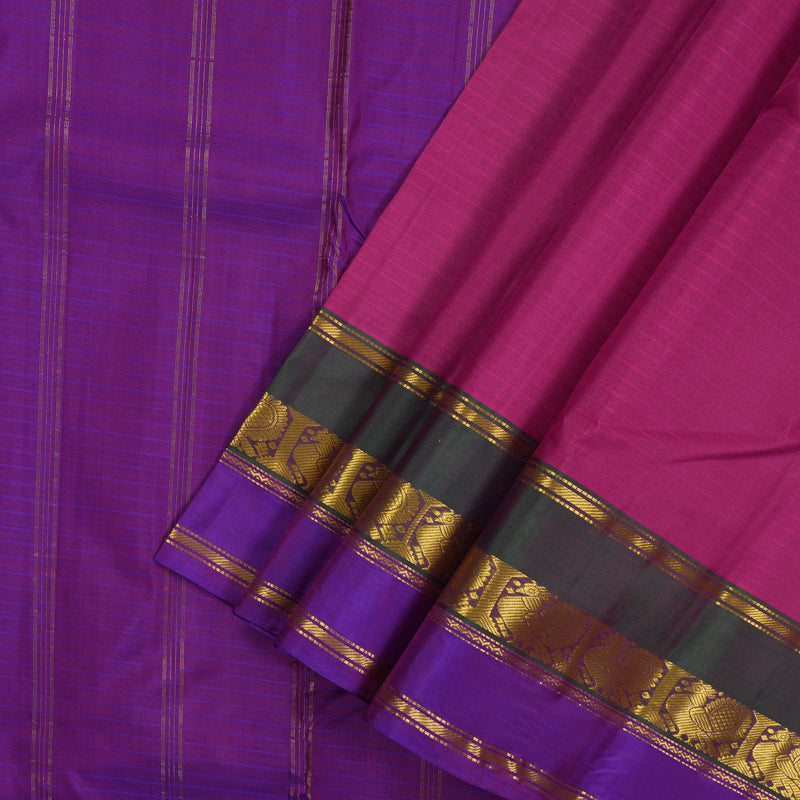 Hayagrivas Handloom Pure Kanjivaram Silk Saree in Chic Pink KBE418E1-9