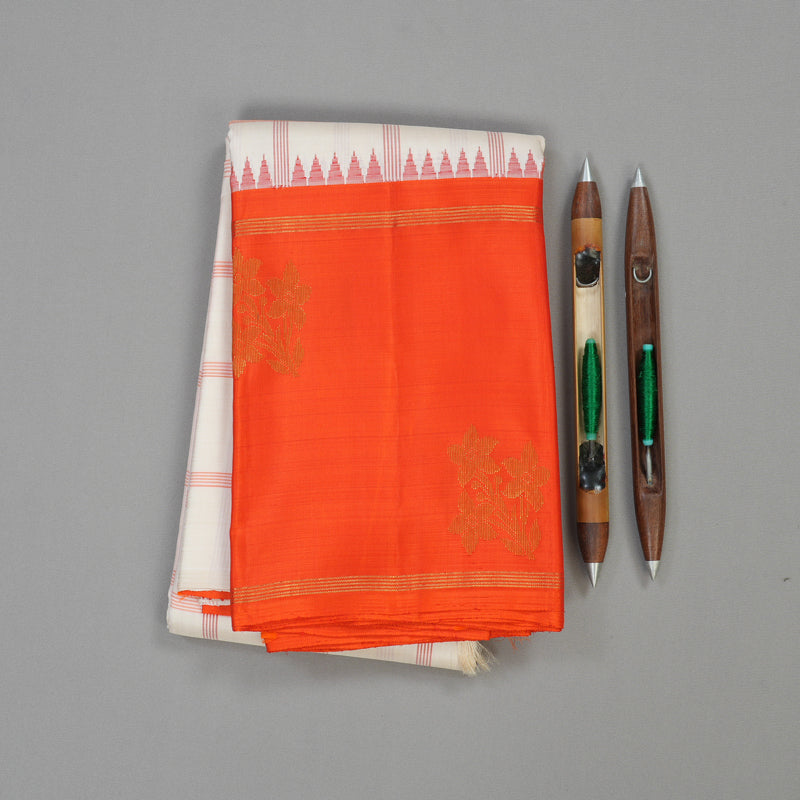Hayagrivas Handloom Pure Kanjivaram Silk Saree in Pristine White KBE419E1-1