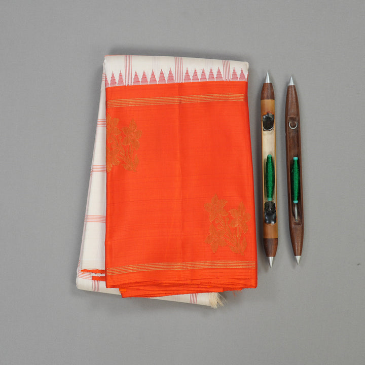 Hayagrivas Handloom Pure Kanjivaram Silk Saree in Pristine White KBE419E1-1
