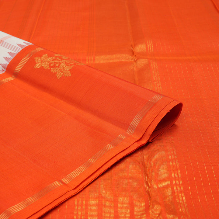 Hayagrivas Handloom Pure Kanjivaram Silk Saree in Pristine White KBE419E1-1