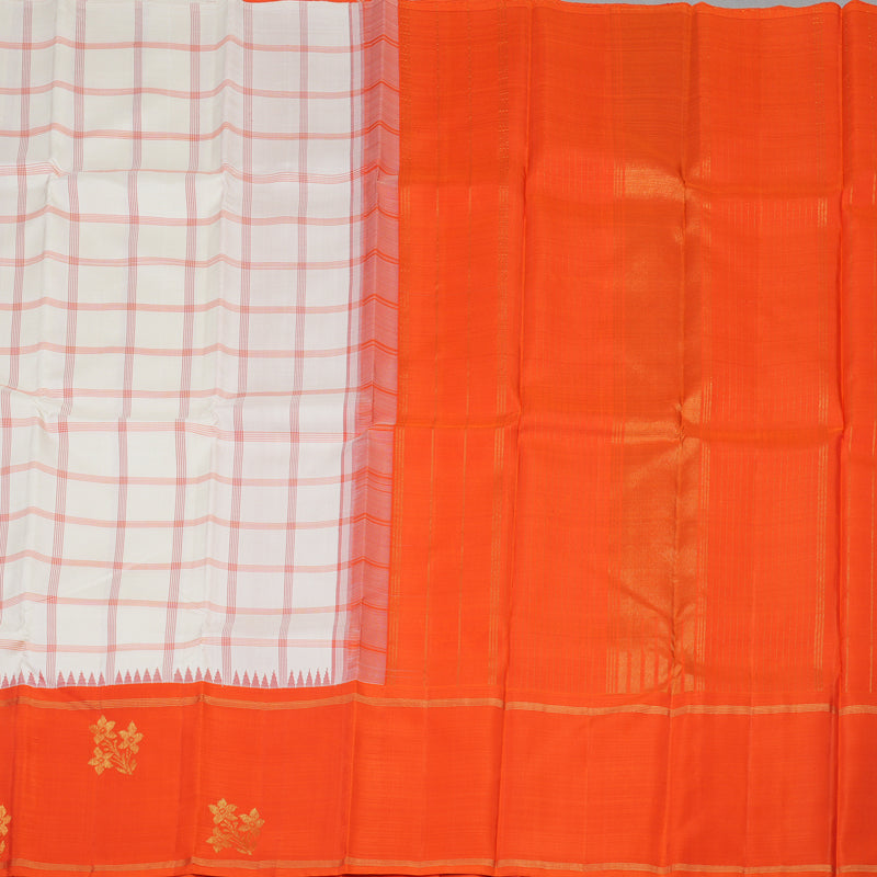 Hayagrivas Handloom Pure Kanjivaram Silk Saree in Pristine White KBE419E1-1