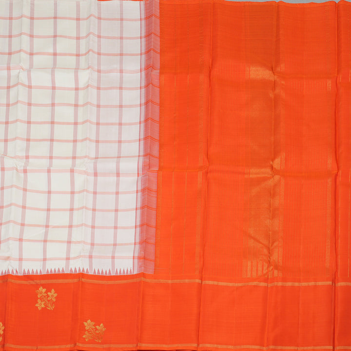 Hayagrivas Handloom Pure Kanjivaram Silk Saree in Pristine White KBE419E1-1