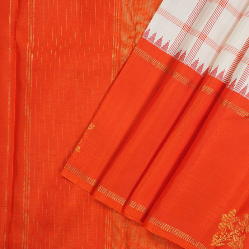Hayagrivas Handloom Pure Kanjivaram Silk Saree in Pristine White KBE419E1-1