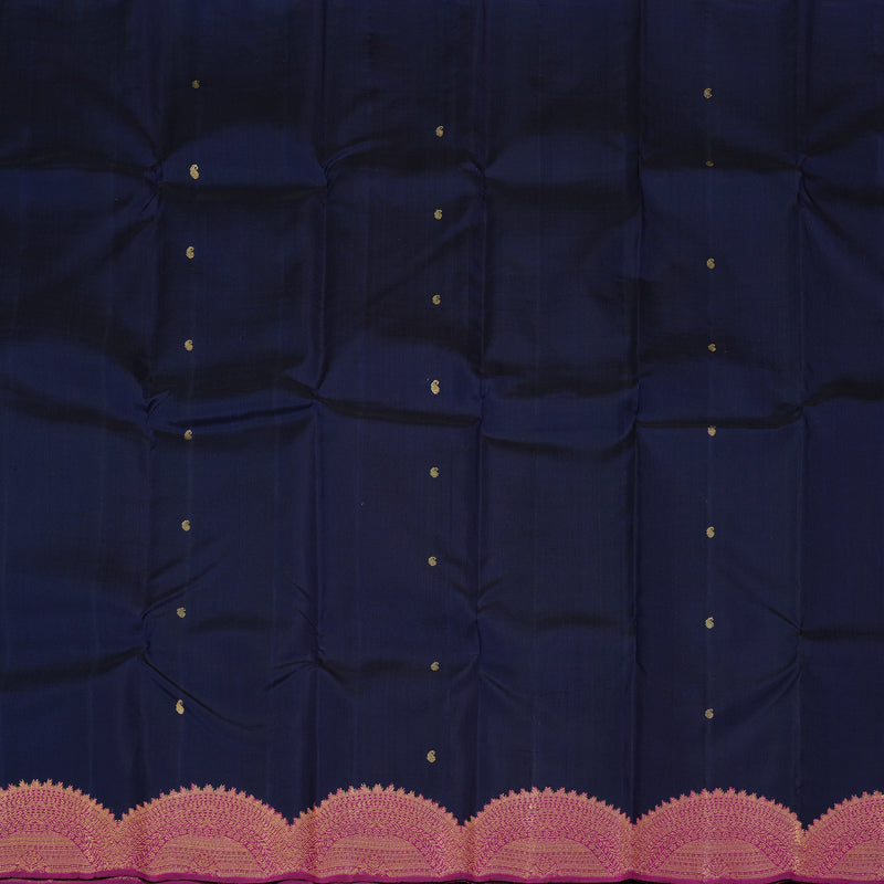 Hayagrivas Handloom Kanjivaram Silk Saree in Lustrous Dark Blue KBE41D1-1
