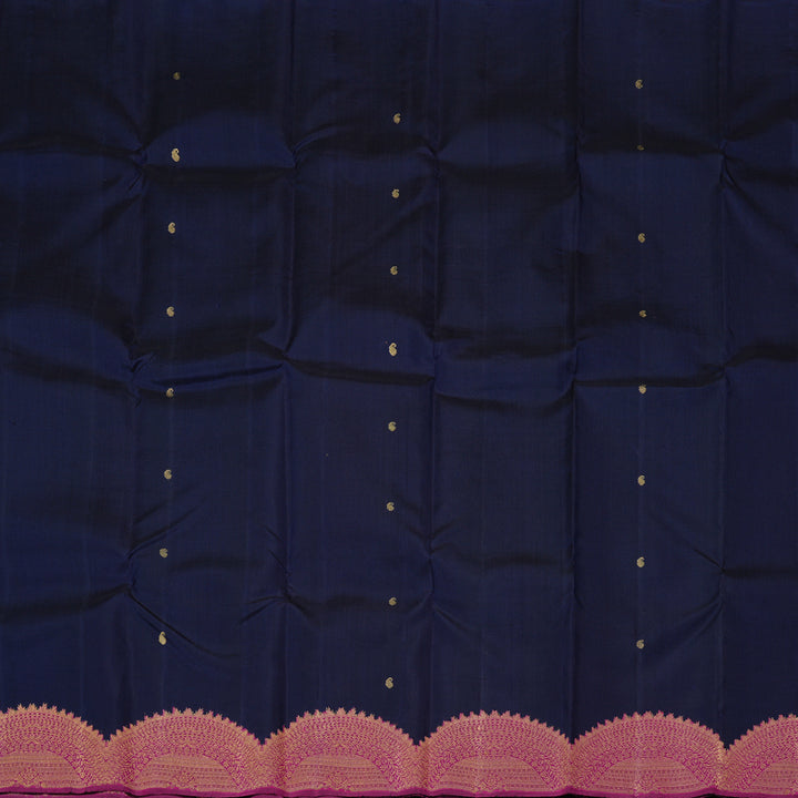 Hayagrivas Handloom Kanjivaram Silk Saree in Lustrous Dark Blue KBE41D1-1