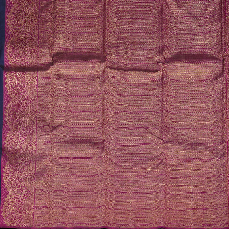 Hayagrivas Handloom Kanjivaram Silk Saree in Lustrous Dark Blue KBE41D1-1