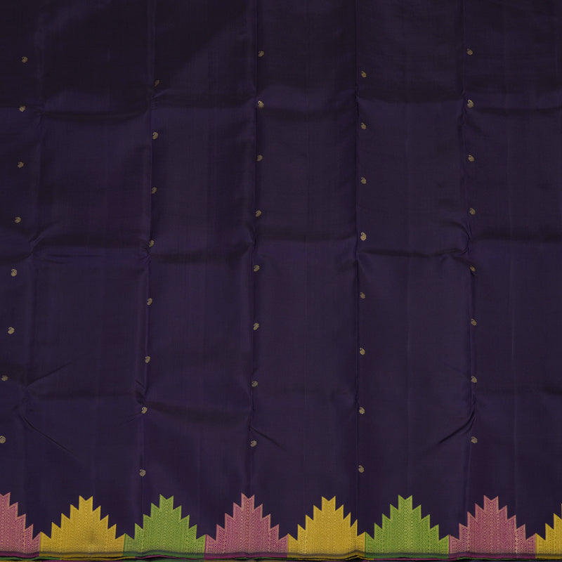 Hayagrivas Handloom Navy Blue Kanjivaram Silk Saree with Temple border KBE41D2-1