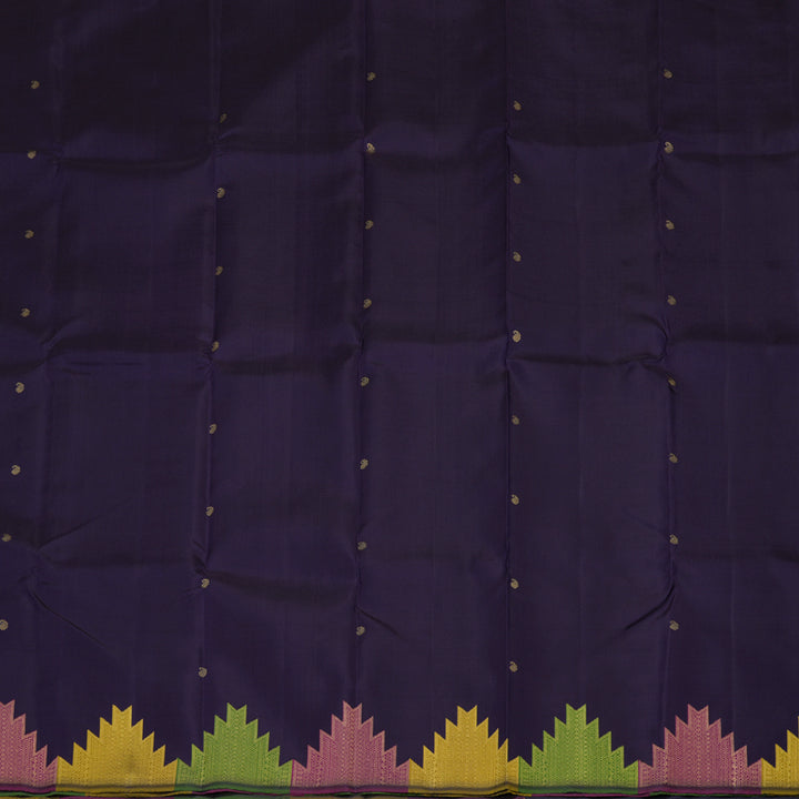 Hayagrivas Handloom Navy Blue Kanjivaram Silk Saree with Temple border KBE41D2-1