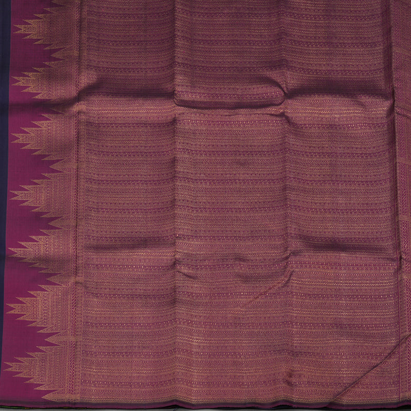 Hayagrivas Handloom Navy Blue Kanjivaram Silk Saree with Temple border KBE41D2-1