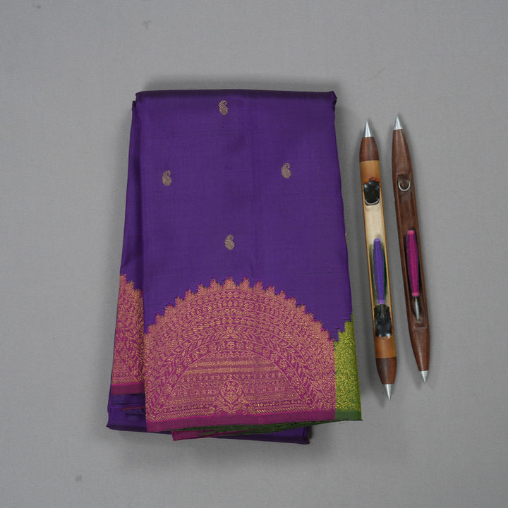 Hayagrivas Handloom Pure Kanjivaram Silk Saree in Timeless Blue KBE41D5-1