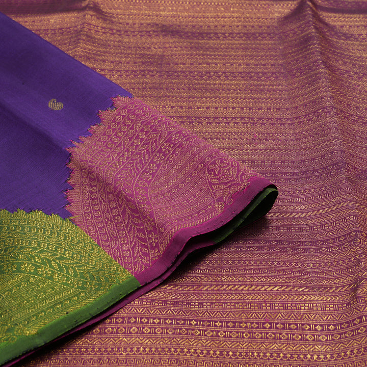 Hayagrivas Handloom Pure Kanjivaram Silk Saree in Timeless Blue KBE41D5-1