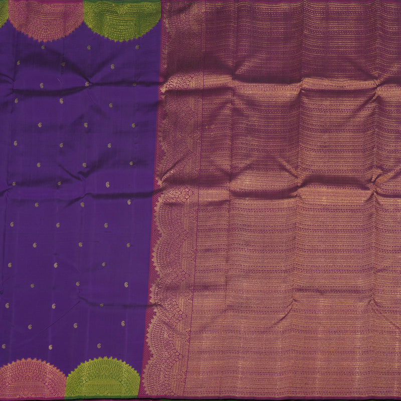 Hayagrivas Handloom Pure Kanjivaram Silk Saree in Timeless Blue KBE41D5-1