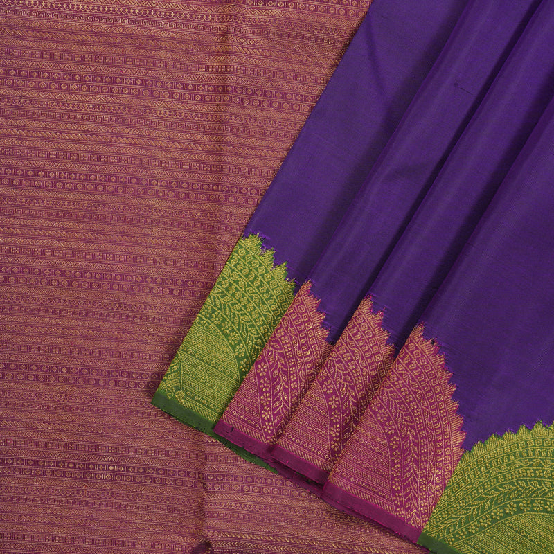 Hayagrivas Handloom Pure Kanjivaram Silk Saree in Timeless Blue KBE41D5-1