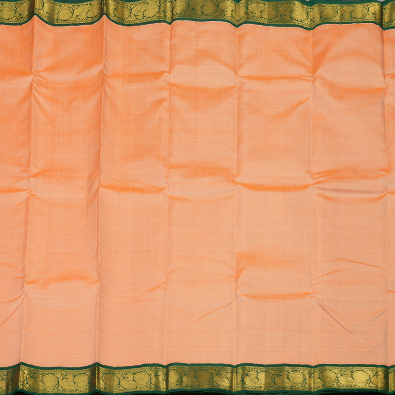 Hayagrivas Handloom Kanjivaram silk saree in Peach orange with Korvai contrast KBE420E1-1