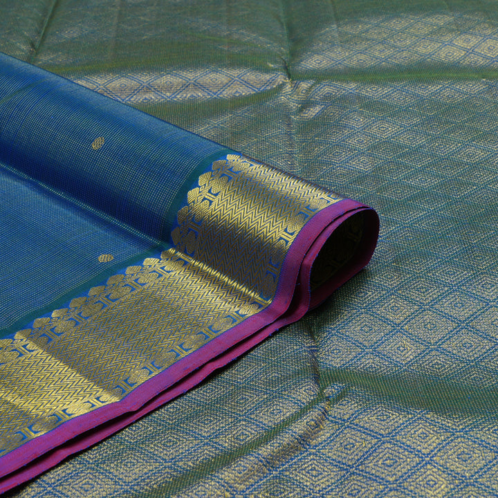 Hayagrivas Handloom Kanjivaram silk saree in Attractive peacock blue KBE420E3-2