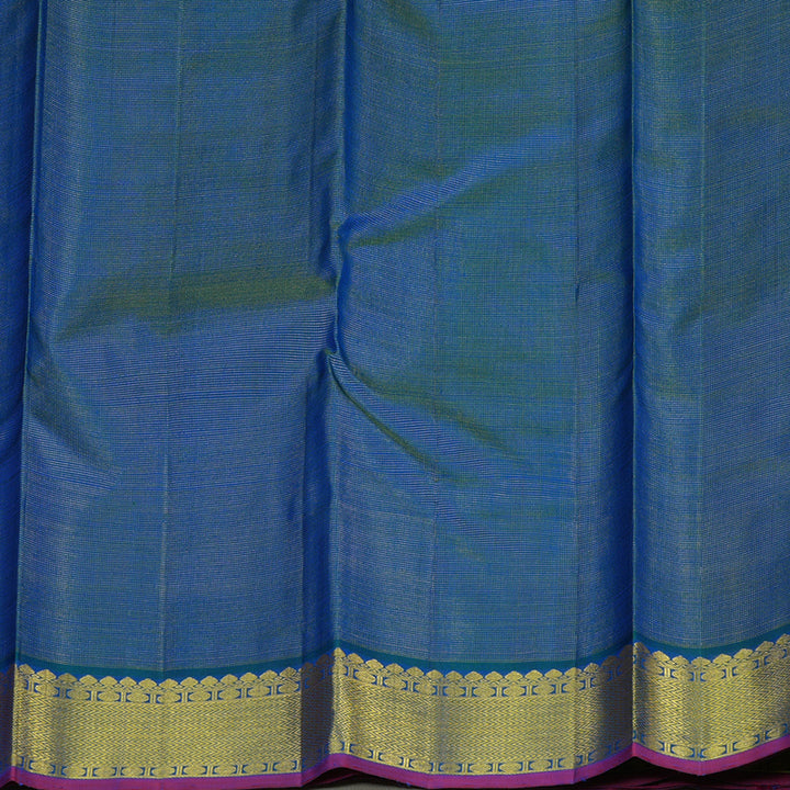 Hayagrivas Handloom Kanjivaram silk saree in Attractive peacock blue KBE420E3-2