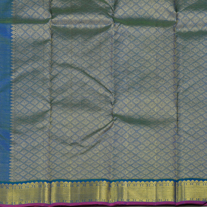 Hayagrivas Handloom Kanjivaram silk saree in Attractive peacock blue KBE420E3-2