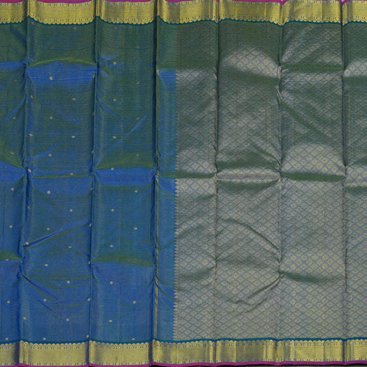 Hayagrivas Handloom Kanjivaram silk saree in Attractive peacock blue KBE420E3-2