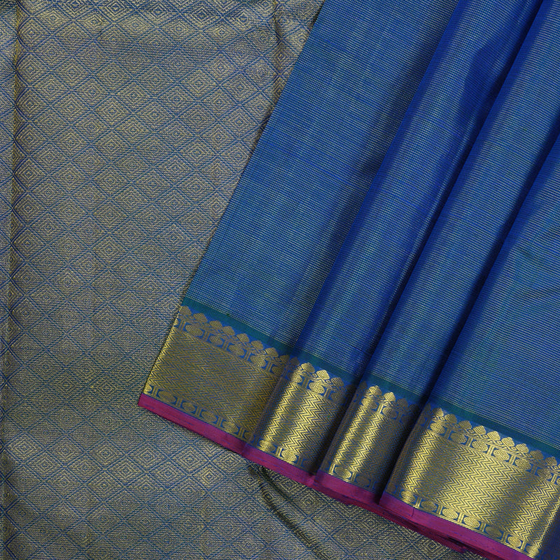 Hayagrivas Handloom Kanjivaram silk saree in Attractive peacock blue KBE420E3-2