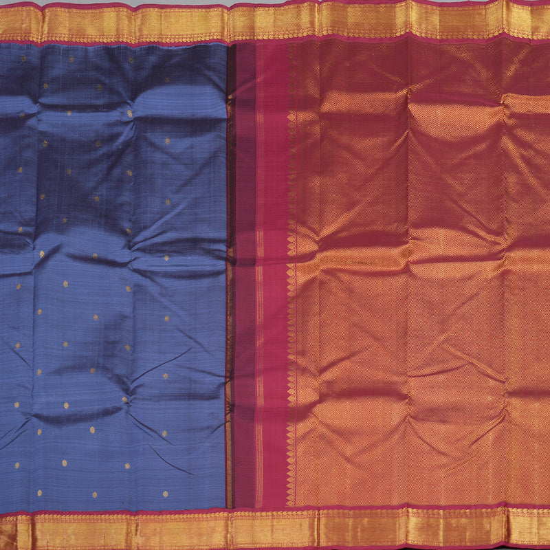 Hayagrivas Handloom Pure Kanjivaram Silk Saree in Magnetic Bluish Grey KBE420E4-2