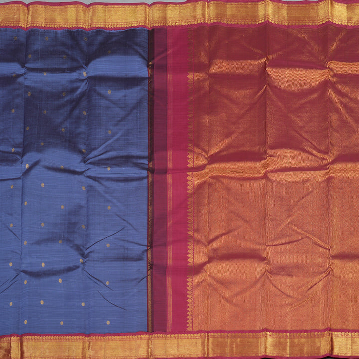Hayagrivas Handloom Pure Kanjivaram Silk Saree in Magnetic Bluish Grey KBE420E4-2