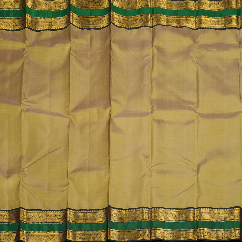 Hayagrivas Handloom Kanjivaram silk saree in Stunning Sandal with black Rettapet KBE420E5-1