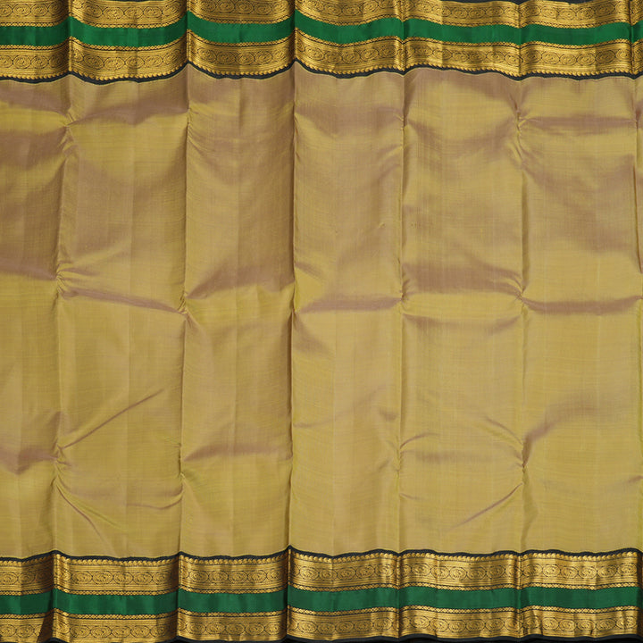 Hayagrivas Handloom Kanjivaram silk saree in Stunning Sandal with black Rettapet KBE420E5-1