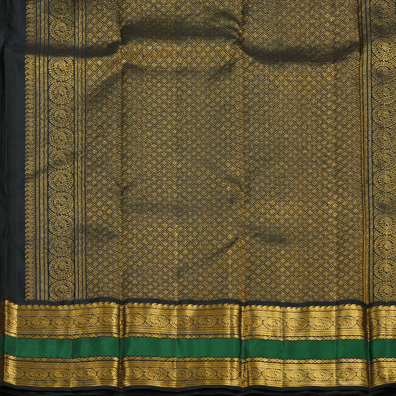 Hayagrivas Handloom Kanjivaram silk saree in Stunning Sandal with black Rettapet KBE420E5-1