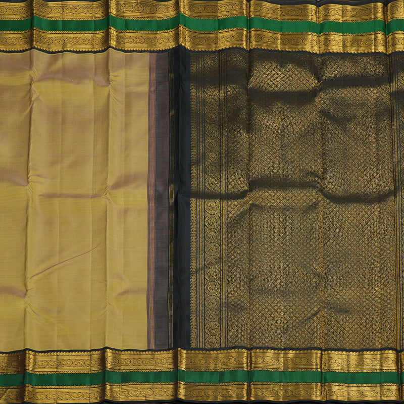 Hayagrivas Handloom Kanjivaram silk saree in Stunning Sandal with black Rettapet KBE420E5-1