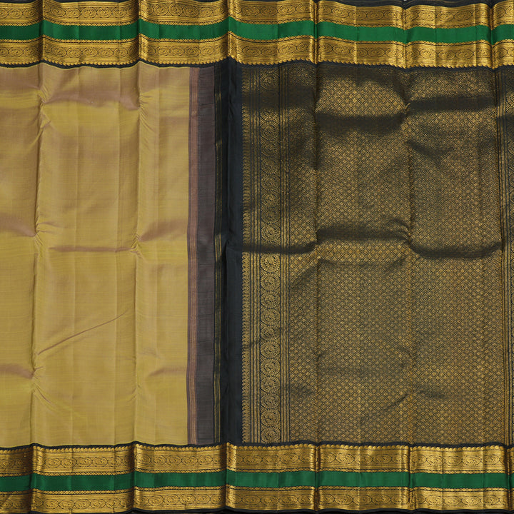 Hayagrivas Handloom Kanjivaram silk saree in Stunning Sandal with black Rettapet KBE420E5-1