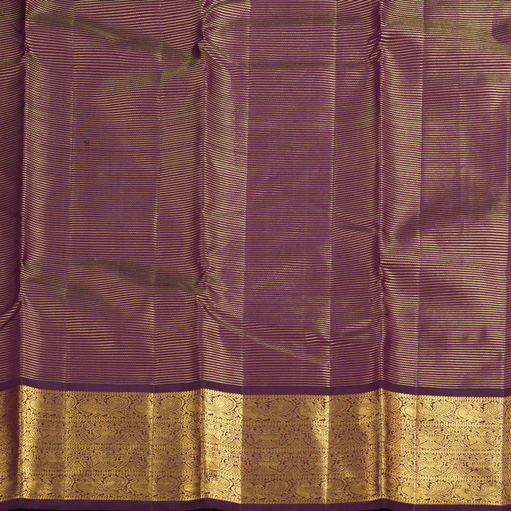 Hayagrivas Handloom Kanjivaram silk saree In attractive yellow with dark purple Vairaoosi KBE420E7-1