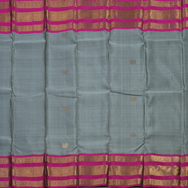 Hayagrivas Handloom Grey Kanjivaram Silk Saree with Wine Purple Border KBE425E8-2