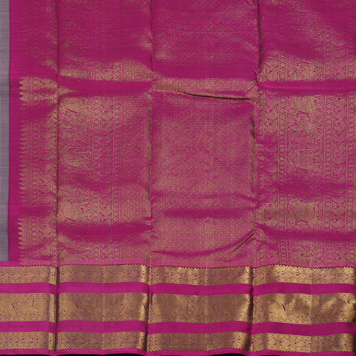 Hayagrivas Handloom Grey Kanjivaram Silk Saree with Wine Purple Border KBE425E8-2