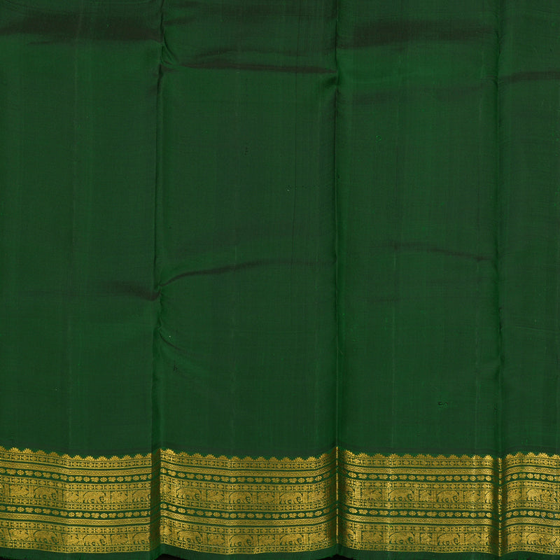 Hayagrivas Handloom Kanjivaram Plum Purple Silk Saree with Bottle Green Border KBE428E3-1