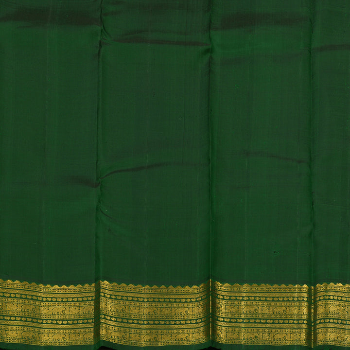 Hayagrivas Handloom Kanjivaram Plum Purple Silk Saree with Bottle Green Border KBE428E3-1