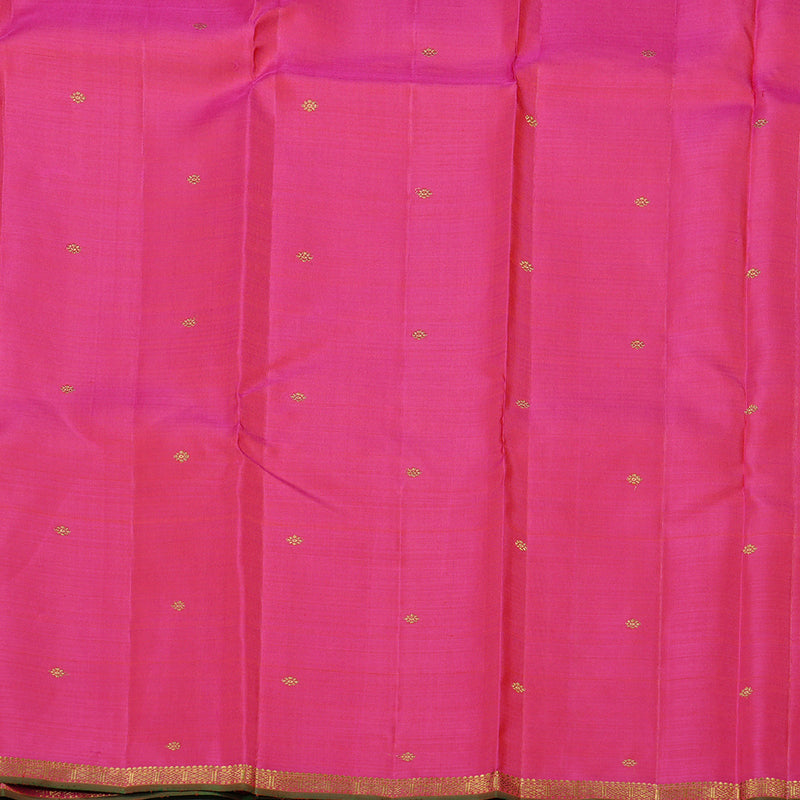 Hayagrivas Handloom Kanjivaram Silk Saree in Gorgeous Orange with Pink KBE42D1-1