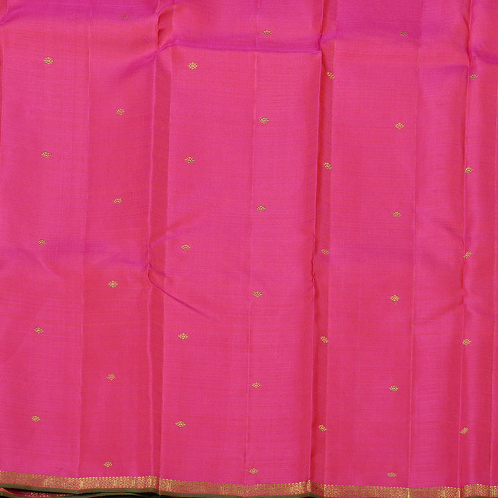Hayagrivas Handloom Kanjivaram Silk Saree in Gorgeous Orange with Pink KBE42D1-1