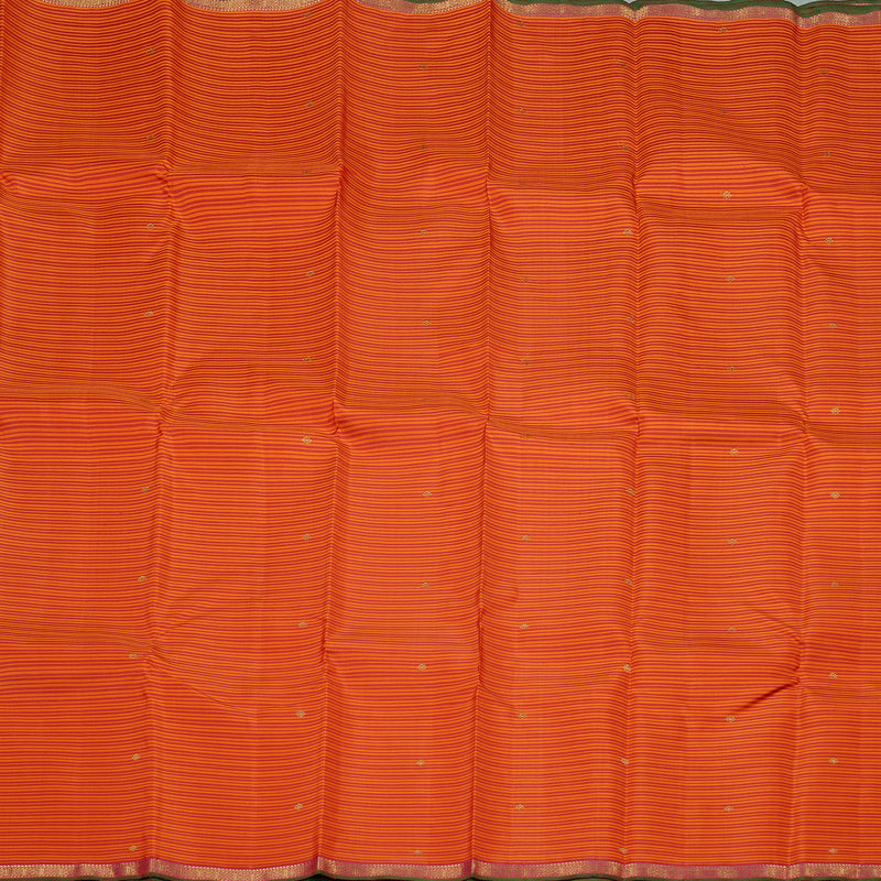 Hayagrivas Handloom Kanjivaram Silk Saree in Gorgeous Orange with Pink KBE42D1-1