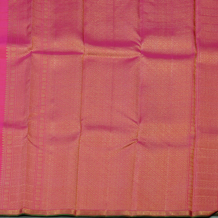 Hayagrivas Handloom Kanjivaram Silk Saree in Gorgeous Orange with Pink KBE42D1-1
