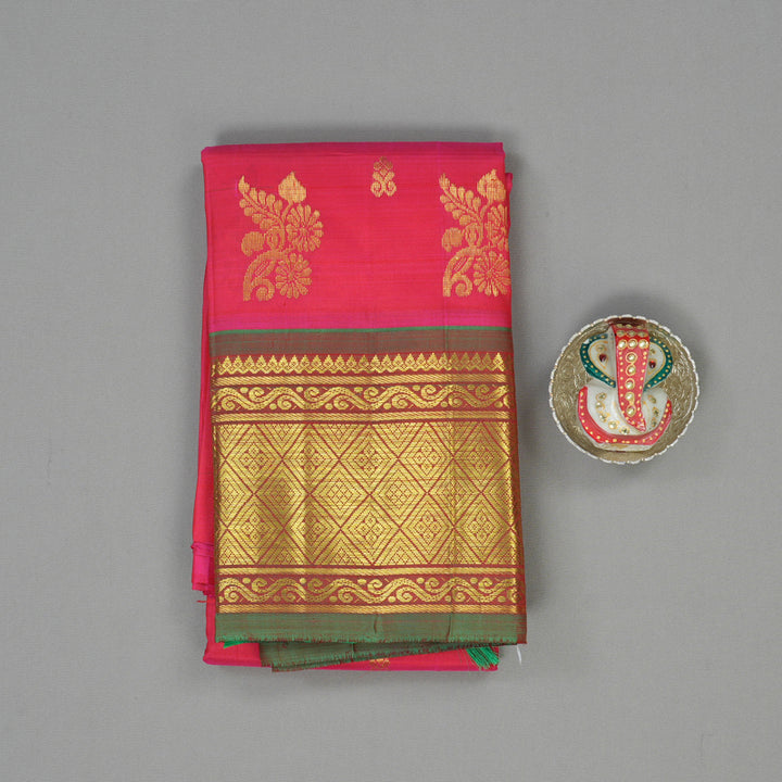 Hayagrivas Bright Pink Pure One-sided Border Kanjivaram Silk saree KBE431E1-1