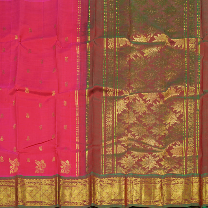 Hayagrivas Bright Pink Pure One-sided Border Kanjivaram Silk saree KBE431E1-1