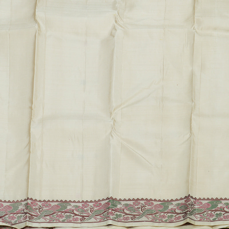 Hayagrivas Handloom Kanjivaram Thread work silk saree In Half white KBE434E1-1