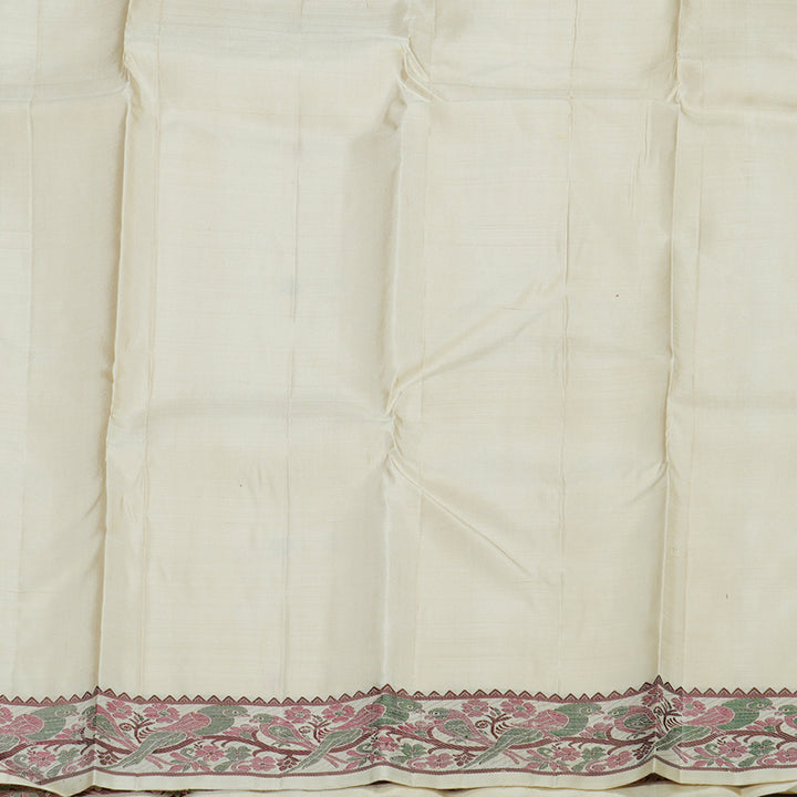 Hayagrivas Handloom Kanjivaram Thread work silk saree In Half white KBE434E1-1
