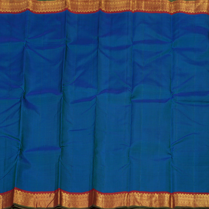 Hayagrivas Handloom Pure Kanjivaram Silk Saree in Captivating Peacock blue KBE435E1-1