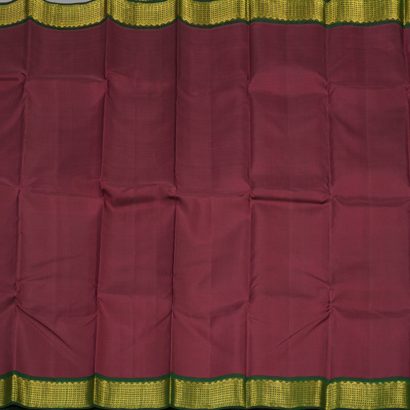 Hayagrivas Handloom Pinkish Maroon Kanjivaram Silk Saree with Bottle Green Border KBE435E2-1