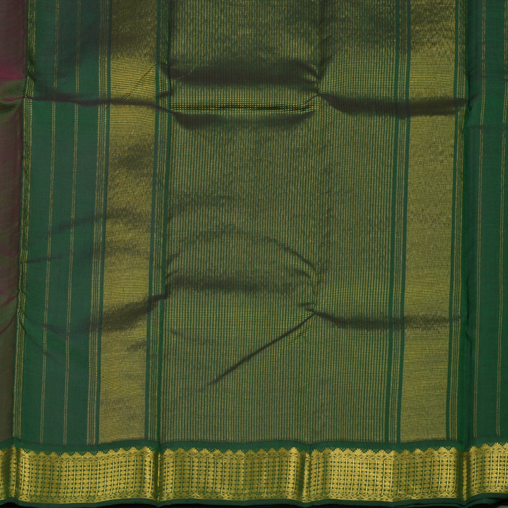 Hayagrivas Handloom Pinkish Maroon Kanjivaram Silk Saree with Bottle Green Border KBE435E2-1