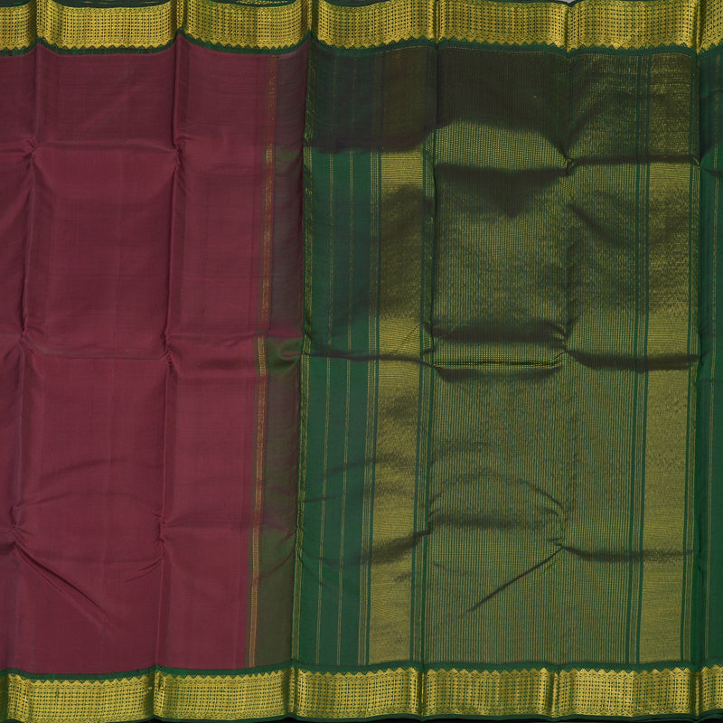 Hayagrivas Handloom Pinkish Maroon Kanjivaram Silk Saree with Bottle Green Border KBE435E2-1