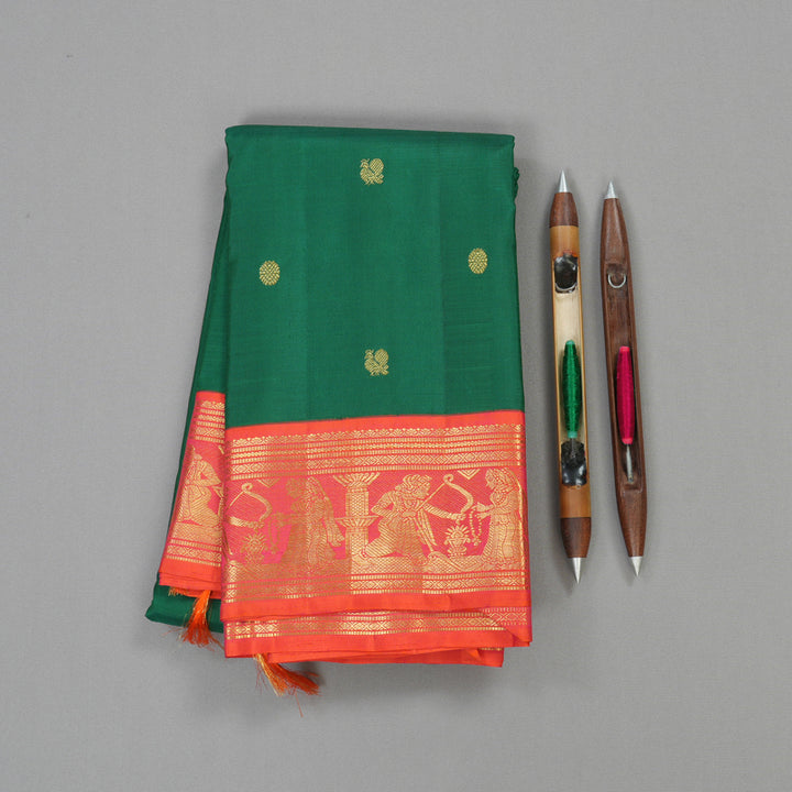 Hayagrivas Handloom Pure Kanjivaram Silk Saree in Attractive Green KBE439E2-1
